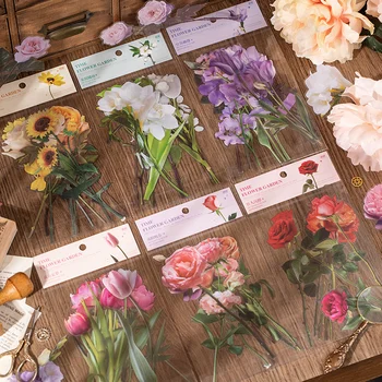10 листов скрапбукинговых наклеек для ДОМАШНИХ ЖИВОТНЫХ, прозрачные литературные растения и цветы, закладки, настенные украшения, наклейки на стены, 6 моделей