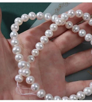 17-дюймовое круглое жемчужное ожерелье AAAA + 7-8 мм белого цвета Akoya с пряжкой 14Kp