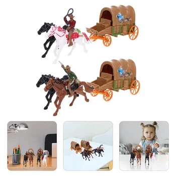 2 комплекта Детский чемодан Ковбойская модель, игрушечная столешница, карета, декоры, Пластиковые игрушки, подарок на день рождения, декоративный ребенок