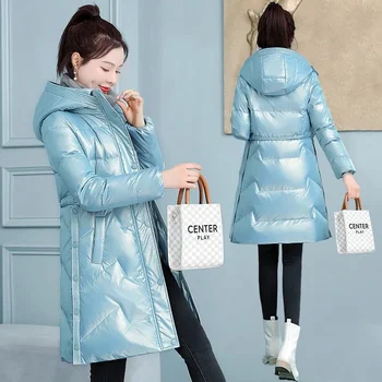 2023 Новая зимняя женская куртка Длинное пальто Парка с капюшоном Куртка с хлопковой подкладкой Женская теплая Водонепроницаемая верхняя одежда Зимние пальто