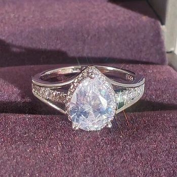 2023 Новое Модное кольцо Нежной грушевидной формы с цирконом в форме капли воды, женское кольцо F733