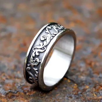 2023 Новое поступление Круглое кольцо с узором Viking Spindrift из нержавеющей стали в винтажном стиле для подарочных украшений Бесплатная доставка