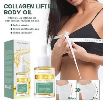 30 мл Коллагенового лифтингового масла для тела, повышающего эластичность, Эфирные масла для ухода за кожей, Подтягивающего грудь, сексуальный укрепляющий усилитель массы B0H2