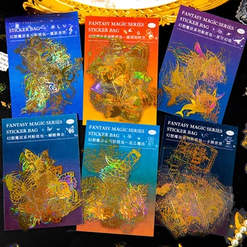 30 шт. Набор наклеек серии Fantasy Magic с объемной бронзовой каймой в виде бабочки Декоративный исходный материал