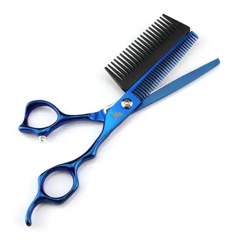 6,0-дюймовые синие персонализированные ножницы для волос с расческой