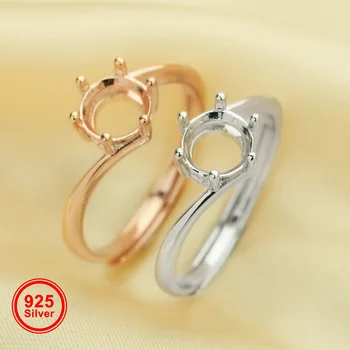 6 мм Круглое кольцо с шестью зубцами, обходной хвостовик, твердое кольцо из серебра 925 пробы, покрытое розовым золотом, простое кольцо, кольцо своими руками 1215060