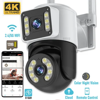8-Мегапиксельные Беспроводные Камеры Безопасности с Двойным Экраном AI Auto Tracking Outdoor Security CCTV Камера Наблюдения O-KAM App