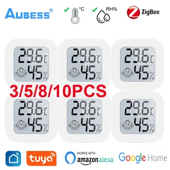 Aubess Tuya Zigbee Умный Датчик Температуры И Влажности Датчик Приложения Мониторинг ЖК-экрана Diaplay Работа С Alexa Google Home