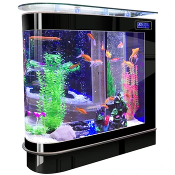yj Bullet Fish Tank Гостиная Средний аквариум Стеклянный экологический напольный экран Аквариум для рыб