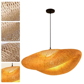 Бамбуковая люстра Гостиничная лампа Креативное потолочное освещение Тканый японский фонарь