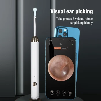 Беспроводное интеллектуальное визуальное средство для чистки ушей со светящимся эндоскопом 3,5 мм, портативное средство для чистки ушей, HD Отоскоп, Ложка для чистки ушей
