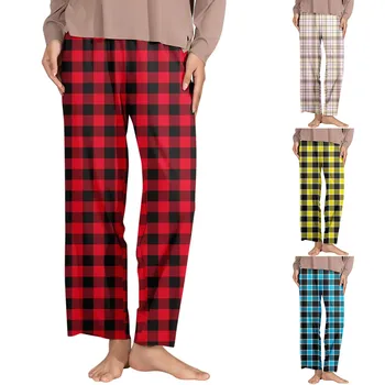 Брюки-карго, женские летние брюки в клетку большого размера с эластичным поясом и боковыми карманами, Повседневные уличные брюки Y2k Streetwear