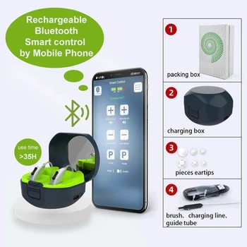 Высококачественный слуховой аппарат Bluetooth, программируемый приложением цифровой слуховой аппарат, слуховой аппарат для снижения слуха и шума в