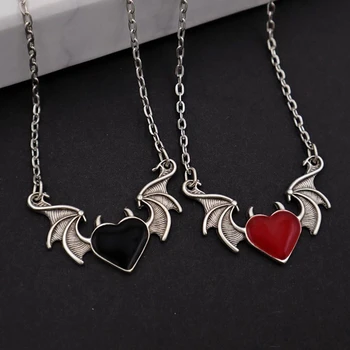 Готическое ожерелье Blacksoul, черное / Красное ожерелье с крыльями Сердца, ювелирные изделия