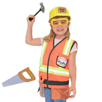 Забавный комплект костюмов строителя Для мальчиков, Набор игрушек для ролевых игр, Карьерные костюмы, косплей тяжелого рабочего.