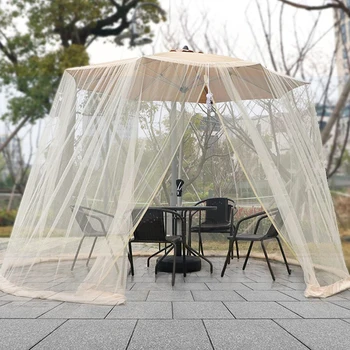 Зонт Москитная сетка для наружного сада Зонты для патио Регулируемая веревка Полиэфирный зонт Москитная сетка для палатки для путешествий