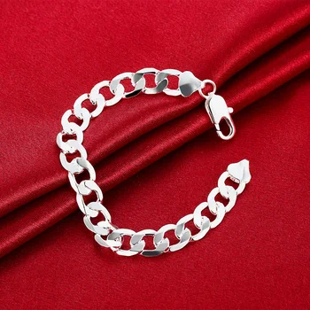 Изысканные Классические браслеты-цепочки из стерлингового серебра 925 пробы 10 мм для мужчин и женщин, модные Дизайнерские Аксессуары для вечеринок, Свадебные украшения, Подарки