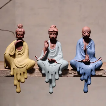 Керамический Король Тизанг Будда Бодхисаттва Креативное украшение для дома дзен Китайские поделки Украшение столешницы из фиолетового песка