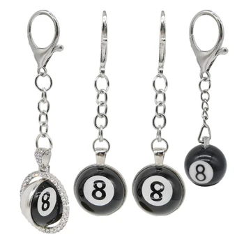 Креативный Модный Бильярдный брелок Маленькое Счастливое число 8 Настольный шар Брелок для ключей Стеклянный шар Ювелирный подарок для мужчин и женщин