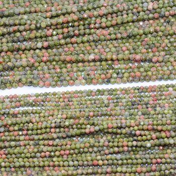 Круглые граненые шарики из натурального унакита 2,5 мм / 3,2 мм
