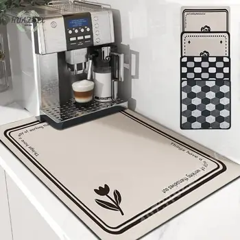 Кухонный водонепроницаемый коврик для сушки посуды, Сливная прокладка для кофе, салфетка для стиральной машины, Суперпоглощающий противоскользящий антибактериальный декор