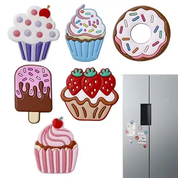 Магниты на холодильник для еды 6шт, 3D Мультяшные миниатюрные магниты для еды, Пончик, мороженое, Кекс, Магнитные наклейки, декор для доски на холодильник