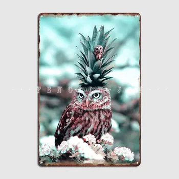 Металлическая вывеска Owl King Home Painting Декор стены Дизайн пещеры Жестяная вывеска Плакат