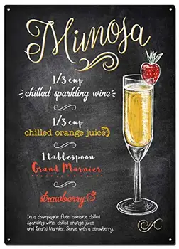 Металлические Жестяные вывески Mimosa, Цветные Плакаты для напитков и Коктейлей, Декоративные Вывески Wall Art Home Decor - 8X12 Дюймов (20X30 см)