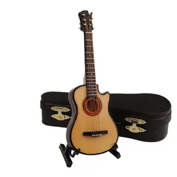 Мини-классическая гитара Деревянная Миниатюрная модель гитары Музыкальный инструмент Украшение гитары Подарочный декор для спальни Гостиной