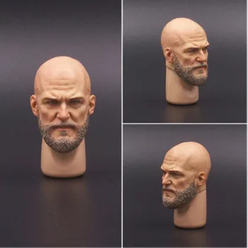 Модель в масштабе 1/6, лепка бородатой головы, мужская модель с лысой головой для 12-дюймовых фигурных игрушек, коллекция кукол для вырезания головы