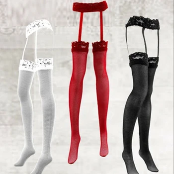 Модные 3 пары 1/6 Моделей женских чулок с подвязками Белого, черного, красного цвета для 12-дюймовых игрушек-фигурок