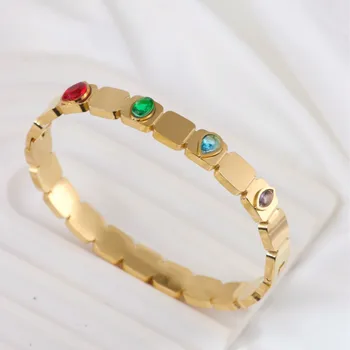 Модный красочный женский браслет из циркона с любовью, роскошный подарок на годовщину из нержавеющей стали
