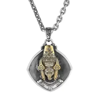 Мужское ожерелье с тотемом XS Zakiram, мужское серебро 999 пробы, ретро Изношенные предметы, которые можно открывать, Тибетский серебряный кулон ins