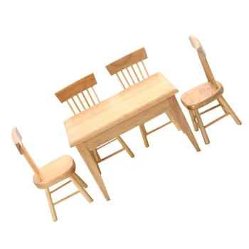 Набор мини-обеденных столов Модель настольной мебели Детский Стул-игрушка Для дома Деревянные игрушки для декора Игрового домика
