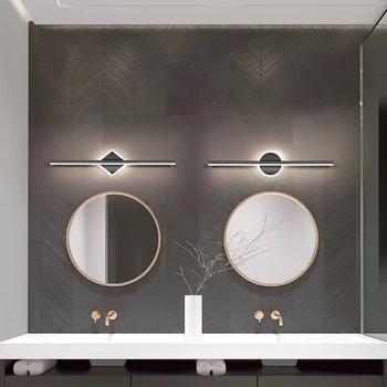 Настенный светильник в современном минималистичном стиле, зеркало в ванной, передняя лампа, прикроватный тумбочка для спальни, светодиодные лампы