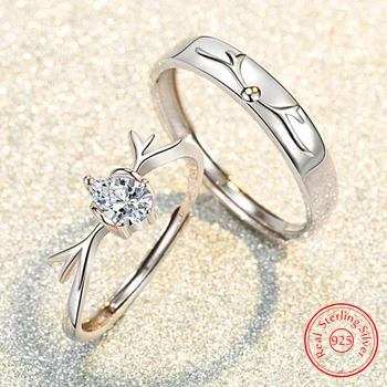 Настоящее ювелирное кольцо из серебра Stelring 925 пробы в стиле ретро с украшением в виде оленьего рога для женщин XY0378