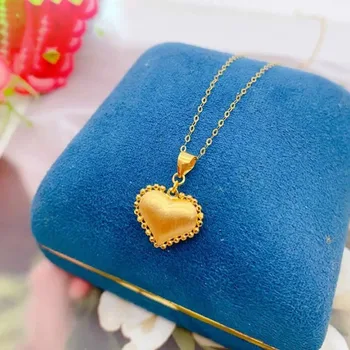 Новая подвеска из желтого золота 18 карат, женское ожерелье с золотым сердцем AU750, подвеска