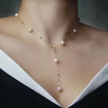 НОВЫЙ дизайн 5-6 мм ИДЕАЛЬНО круглое ожерелье из натурального белого жемчуга Южного моря, ювелирная цепочка