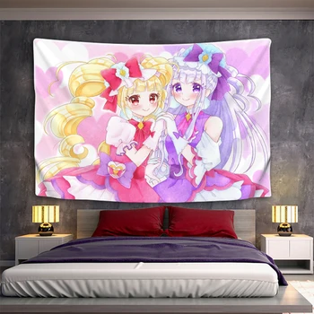 Обои Pretty Cure, гобелен, эстетическое украшение спальни, Кавайный декор, настенное искусство, изголовья, аниме-гобелены, домашнее развешивание