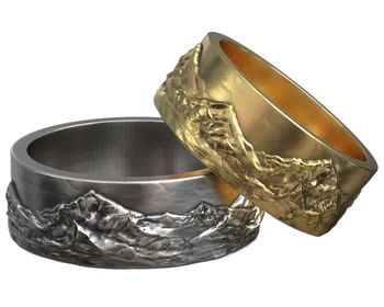 обручальное кольцо для горного хребта весом 10 г, ландшафтный дизайн, Золотое кольцо из цельного серебра 925 пробы, кольца из стерлингового серебра