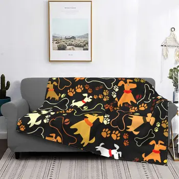 Одеяло с изображением милых собак, Флисовое Всесезонное милое легкое одеяло для дома, плюшевое тонкое одеяло