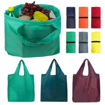 Однотонная портативная многоразовая сумка для покупок, моющаяся для хранения на рынке, складная ткань для покупок, Большая вместительная сумка через плечо, сумки