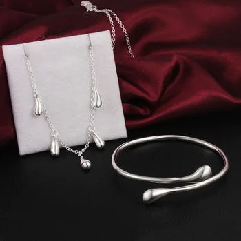 Ожерелье с каплей воды из стерлингового Серебра 925 пробы, браслеты, ювелирный набор для женщин, модные вечерние свадебные аксессуары, рождественские подарки