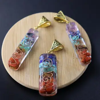 Ожерелье с подвеской из натурального камня и кристаллов для йоги 7 цветов