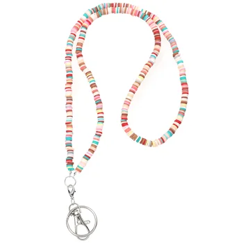 Ожерелья из бисера, цветной глиняный мобильный телефон, подвесная веревка, пряжка из полимерно-цинкового сплава, декоративный шнур для офиса