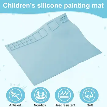 Очень большой силиконовый коврик для рисования со складной чашкой для чистки кистей, коврик для рисования маслом своими руками для детей-художников