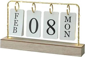 Перекидной деревянный вечный металлический календарь для ежедневного оформления офиса и дома, ежемесячный, еженедельный планировщик на год, декор кухонного стола, без банта