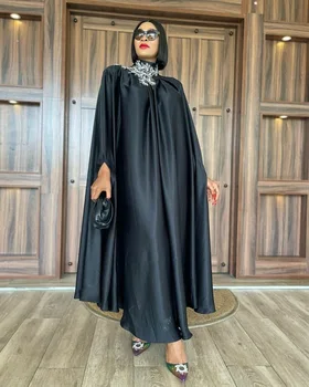 Персонализированное черное платье-халат, женский пуловер свободного кроя большого размера со стоячим воротником, темпераментное платье для поездок на работу