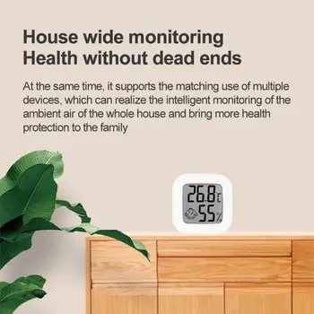 Поддерживает Amazon Alexa ЖК-дисплей с батарейным питанием Smart Life Tuya, датчик температуры и влажности, мини-умный дом