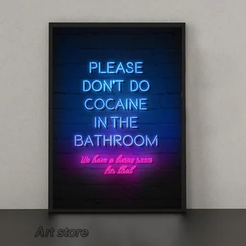 Пожалуйста, не делайте в ванной комнате картины на холсте Минимализм неоновые плакаты и принты Настенные рисунки для туалета Декор домашней комнаты